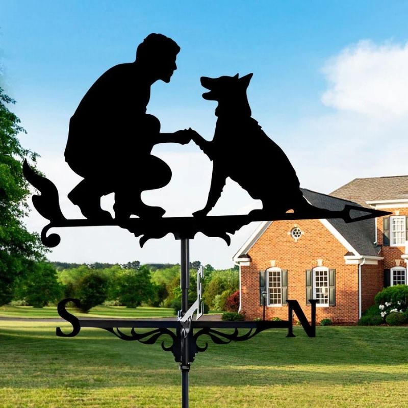 Man and Dog Stainless Steel Weathervane MW032