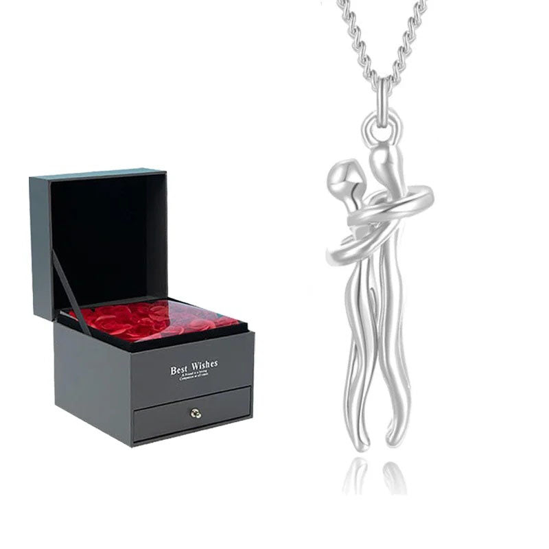 Eternal Embrace – Timeless Hug Couple Necklace