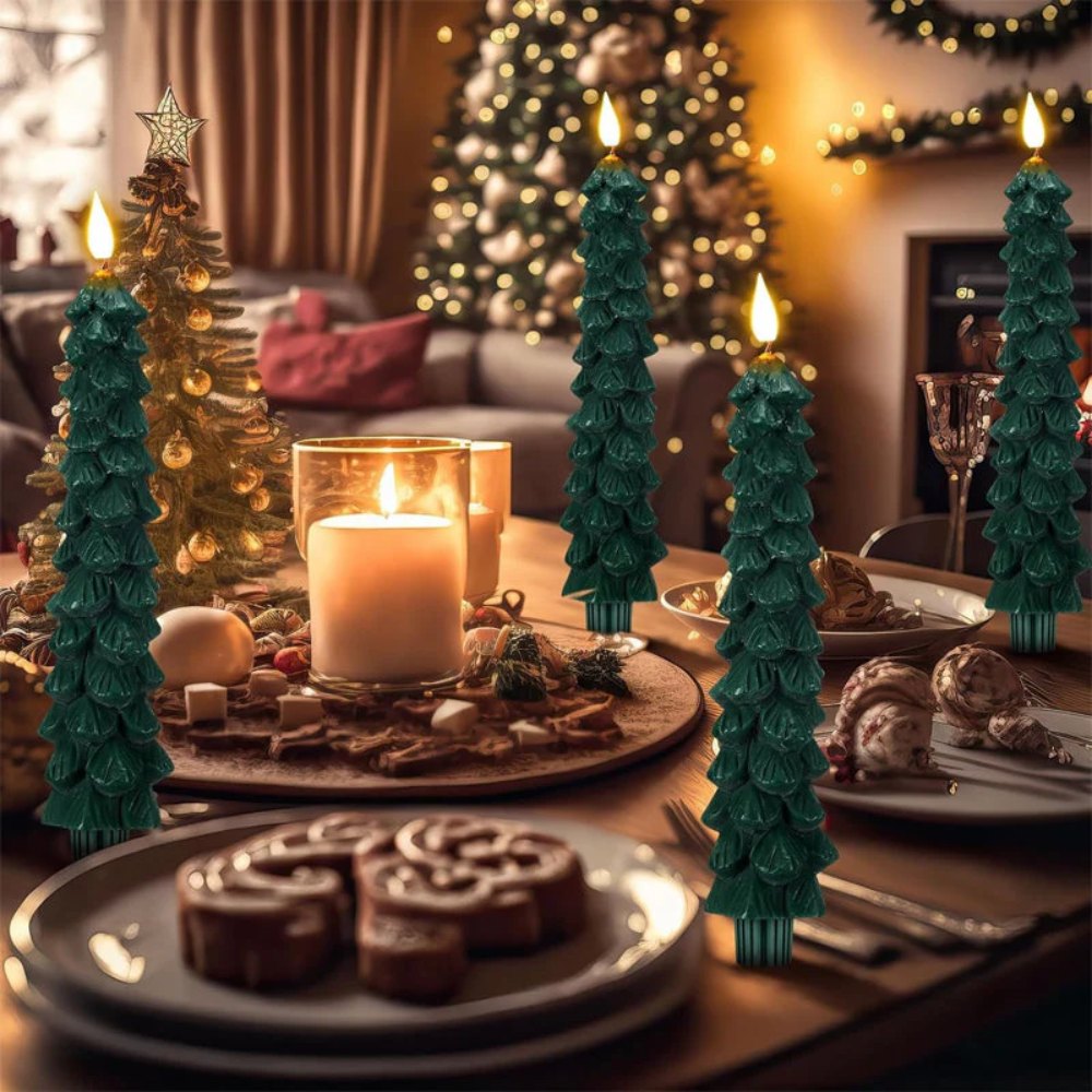 Christmas Tree LED Taper Candles Flickering with Remote Timer
