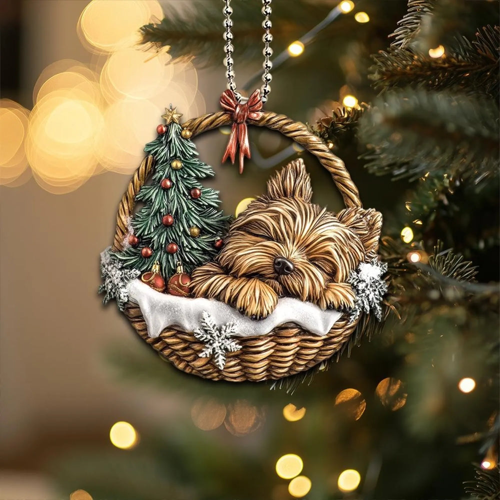 Yorkshire Terrier In Mini Baskets Ornament - MB014