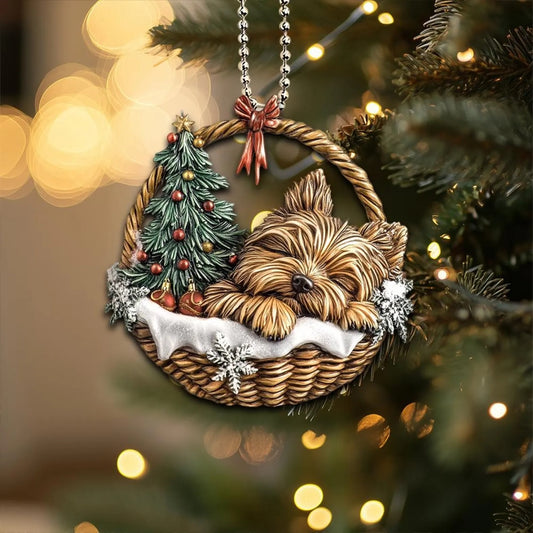 Yorkshire Terrier In Mini Baskets Ornament - MB014