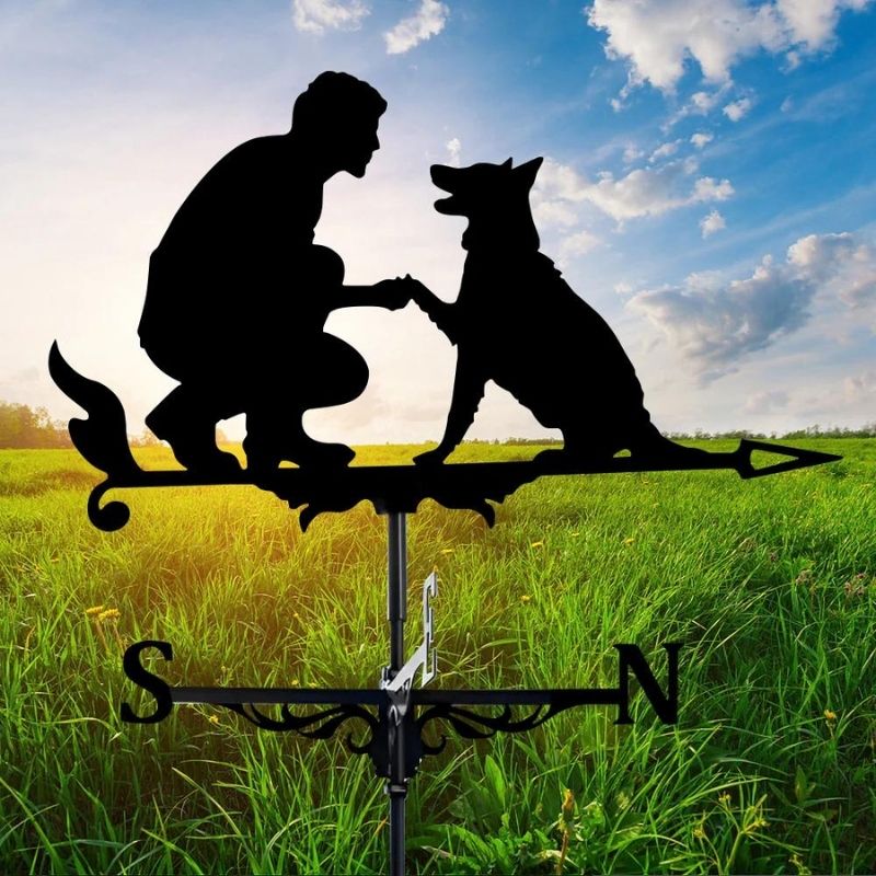 Man and Dog Stainless Steel Weathervane MW032