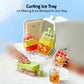2 in 1 Ice Cube Maker Water Bottle, One- Click Ice Mould Tray with Lid, Bin & Straw