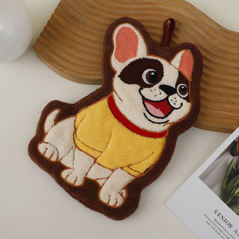 Adorable Dog Hand Towels - Seated French Bulldog
