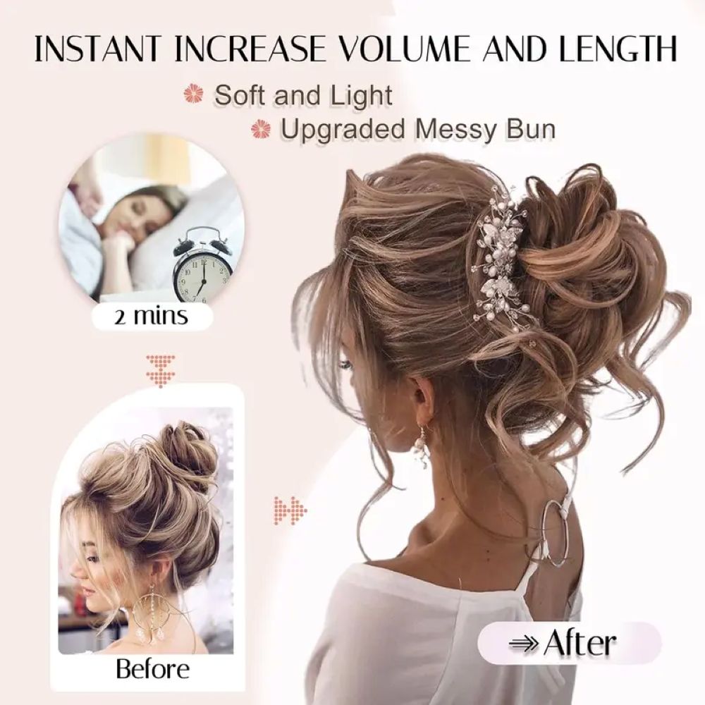 Messy Bun Hair Piece for Women – Claw Clip Fake Hair Bun Extension Natural Ponytail Hairpiece