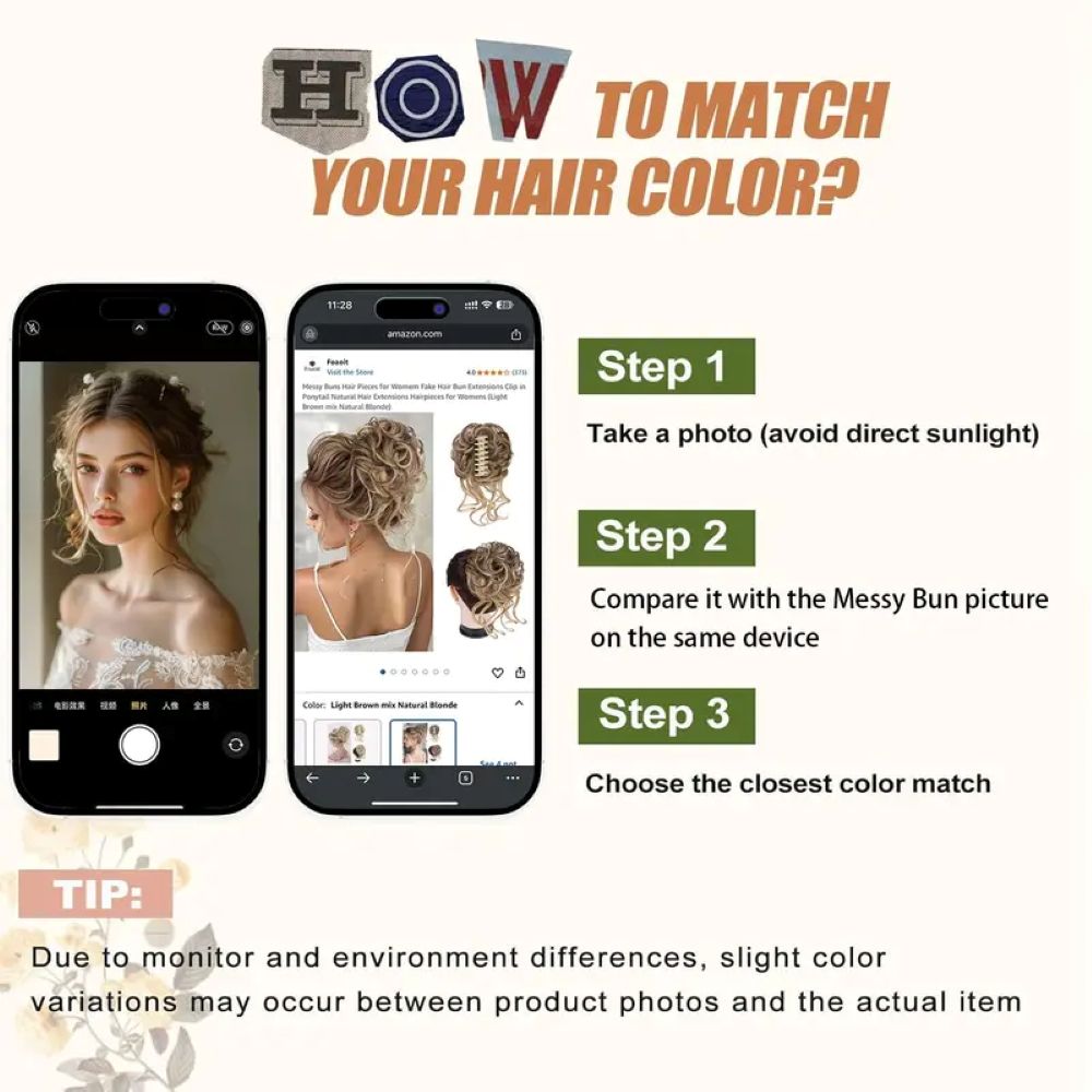 Messy Bun Hair Piece for Women – Claw Clip Fake Hair Bun Extension Natural Ponytail Hairpiece