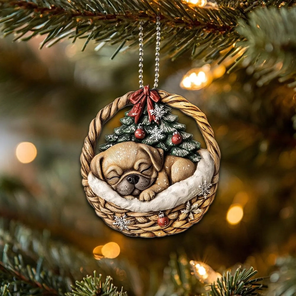 Puggle In Mini Baskets Ornament - MB019