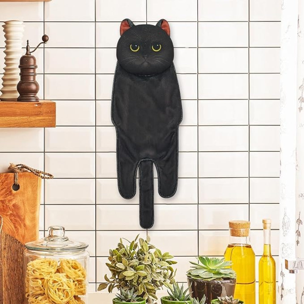 Adorable Cat Hand Towels - Black Cat