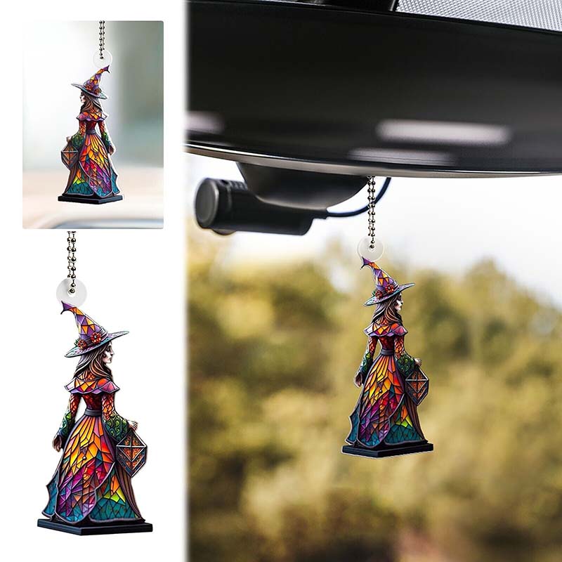 Witch Glass Painted Pendant Car Hang Ornament