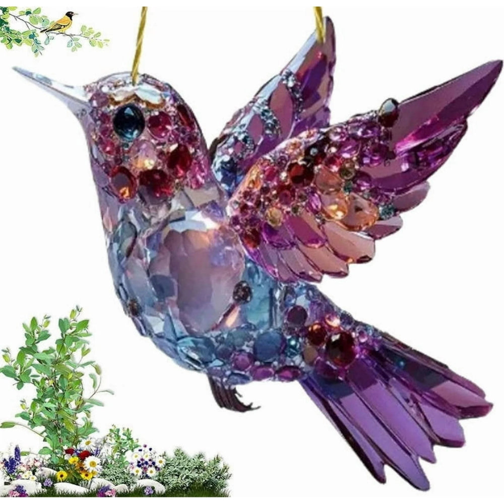 Crystal Sky Bluebird Stained Art Ornament
