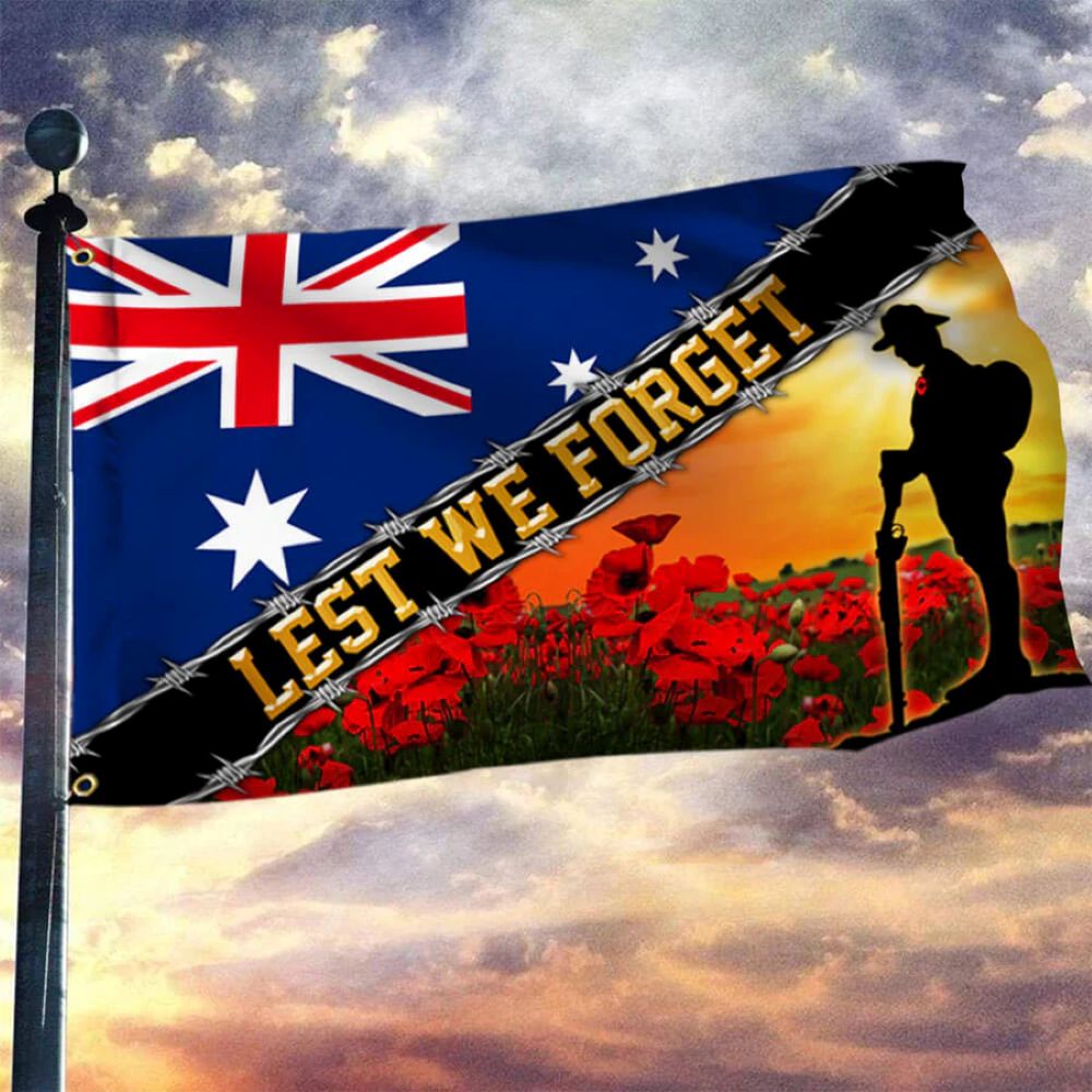 Australian Memorial Flag - Lest We Forget, Grommet Flag - C036