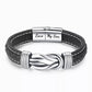 "Dad And Son Forever Linked Together" Braided Leather Bracelet