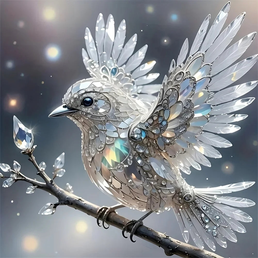 Crystal Sky Bluebird Stained Art Ornament