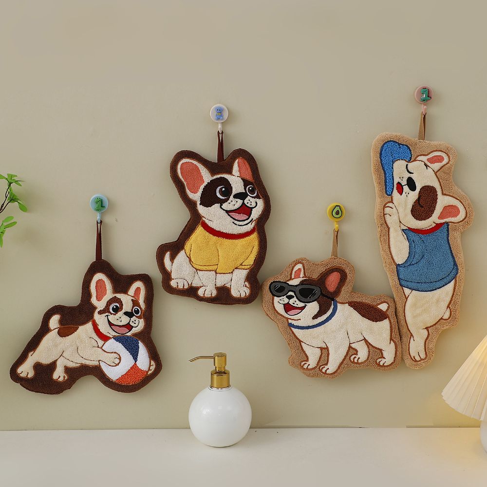 Adorable Dog Hand Towels - French Bulldog Playing With A Ball