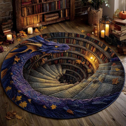 Mythical Wisdom Purple Dragon - Spiral Watcher Round Rug - H485