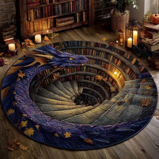 Mythical Wisdom Purple Dragon - Spiral Watcher Round Rug - H485