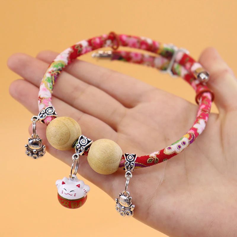 Lucky Kimono Cedar-Bead Pet Collar