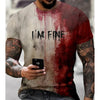 Men's Blood I'm Fine Halloween Print T-Shirt