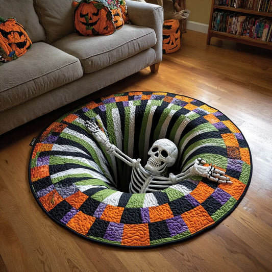 The Grave Escape - 3D Illusion Skeleton Round Rug - D541