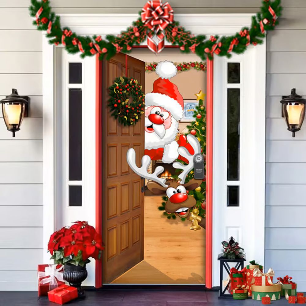 Christmas Front Door Decoration - Santa & Elk - H503
