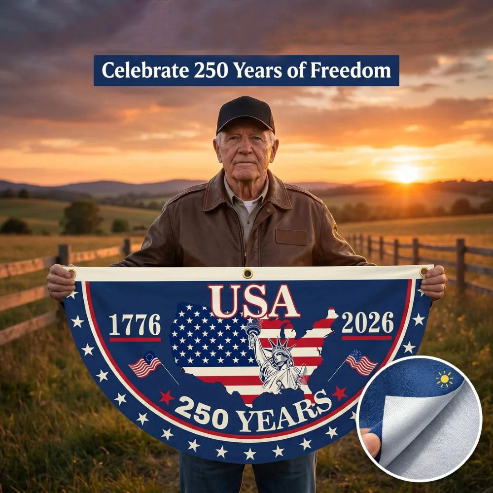 USA 250th Anniversary Flag Half Round Banner