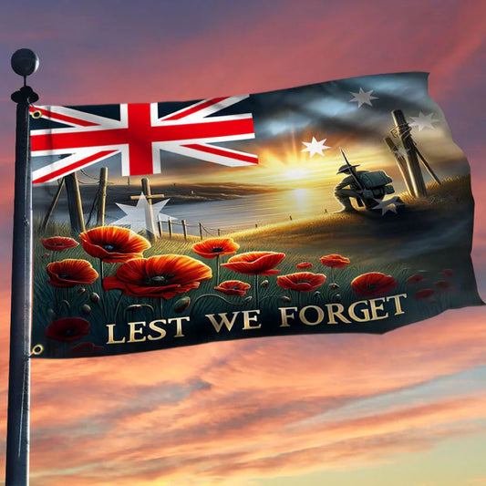 Remembrance Day Australian Veteran Lest We Forget Grommet Flag - C037