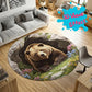 Spring Floral Bear Cave - 3D Illusion Round Rug - H641