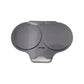 A dark gray plastic dual-cup holder or organizer with two circular compartments and a small rectangular slot in the center, shown on a plain white background.