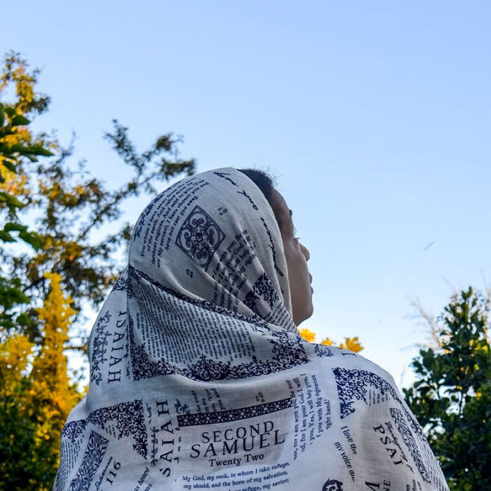 Handcrafted Christian Prayer Shawl: Protection Bible Verse Scarf, Yeshua Scripture Wrap