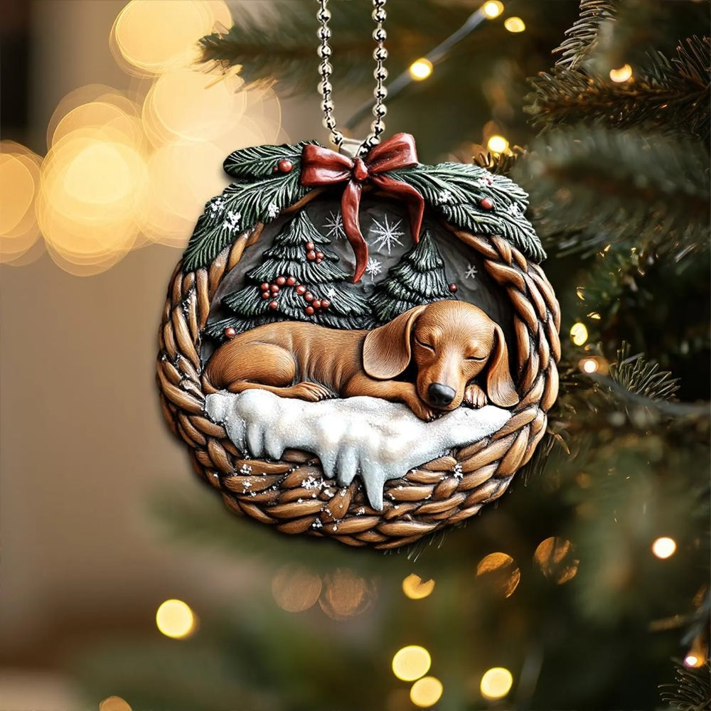 Dachshund In Mini Baskets Ornament - MB020