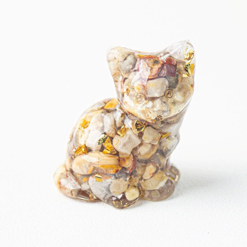 Handmade Natural Crystal Gemstone Sitting Cat