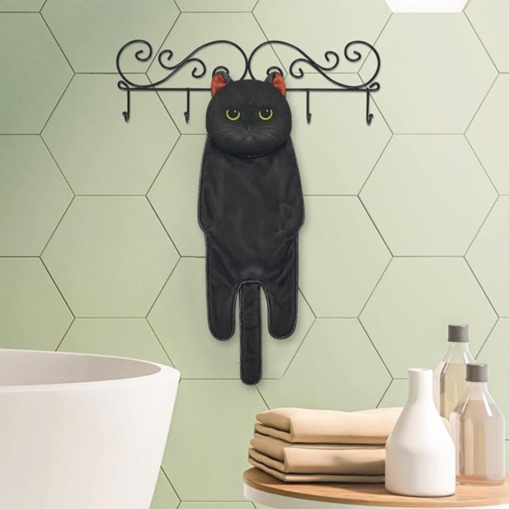 Adorable Cat Hand Towels - Black Cat