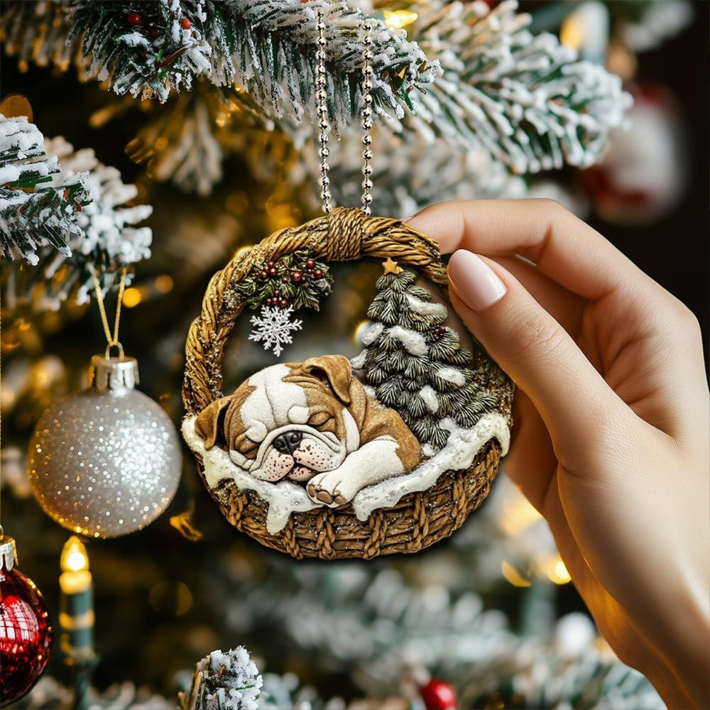 Bulldog In Mini Baskets Ornament - MB021