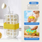 2 in 1 Ice Cube Maker Water Bottle, One- Click Ice Mould Tray with Lid, Bin & Straw