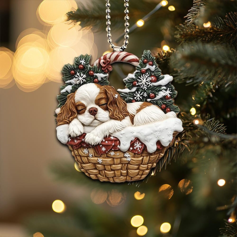 Cavalier King Charles Spaniel In Mini Baskets Ornament - MB022
