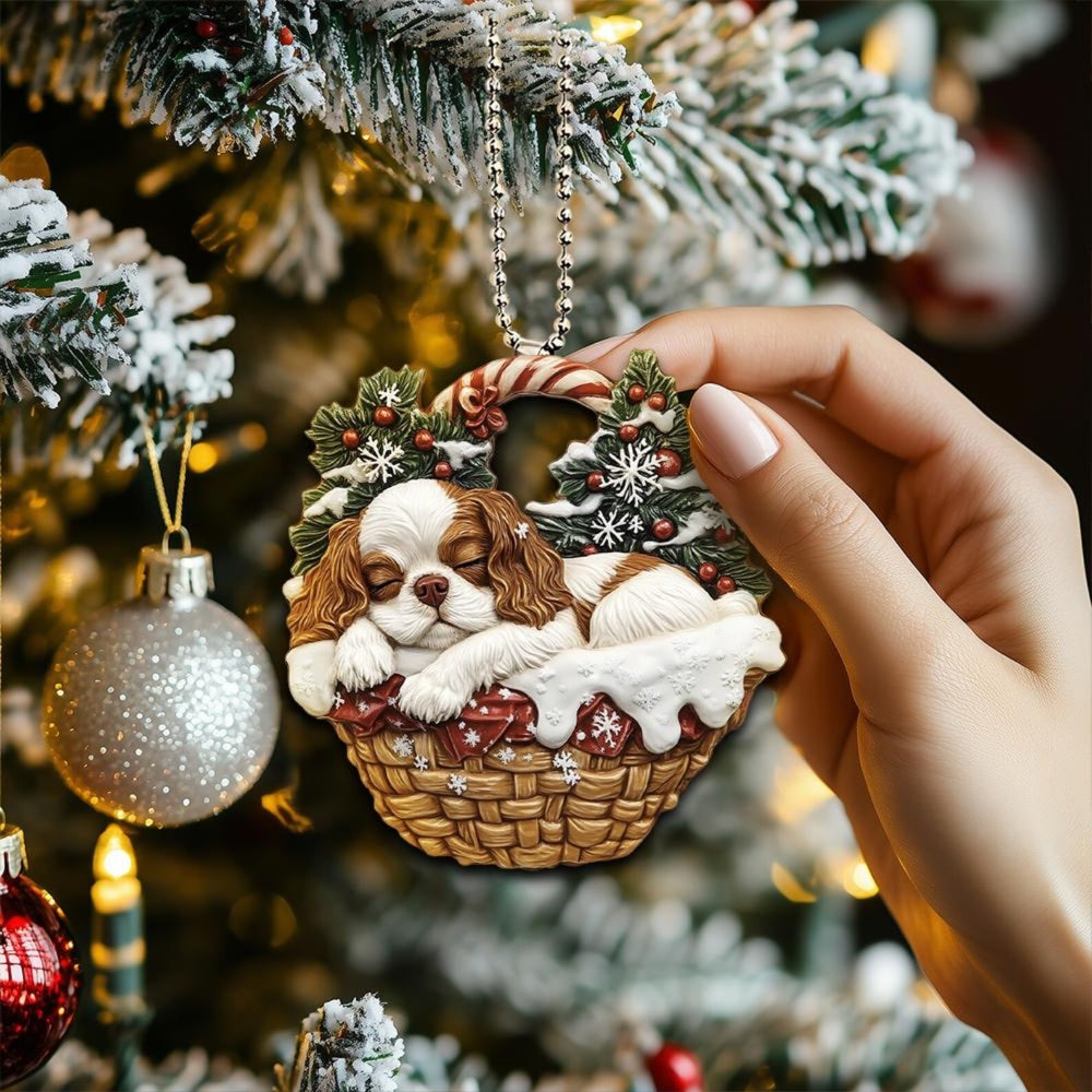Cavalier King Charles Spaniel In Mini Baskets Ornament - MB022