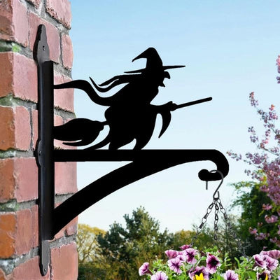 Witch on Broomstick Metal Hanging Bracket Plant Stand PS147