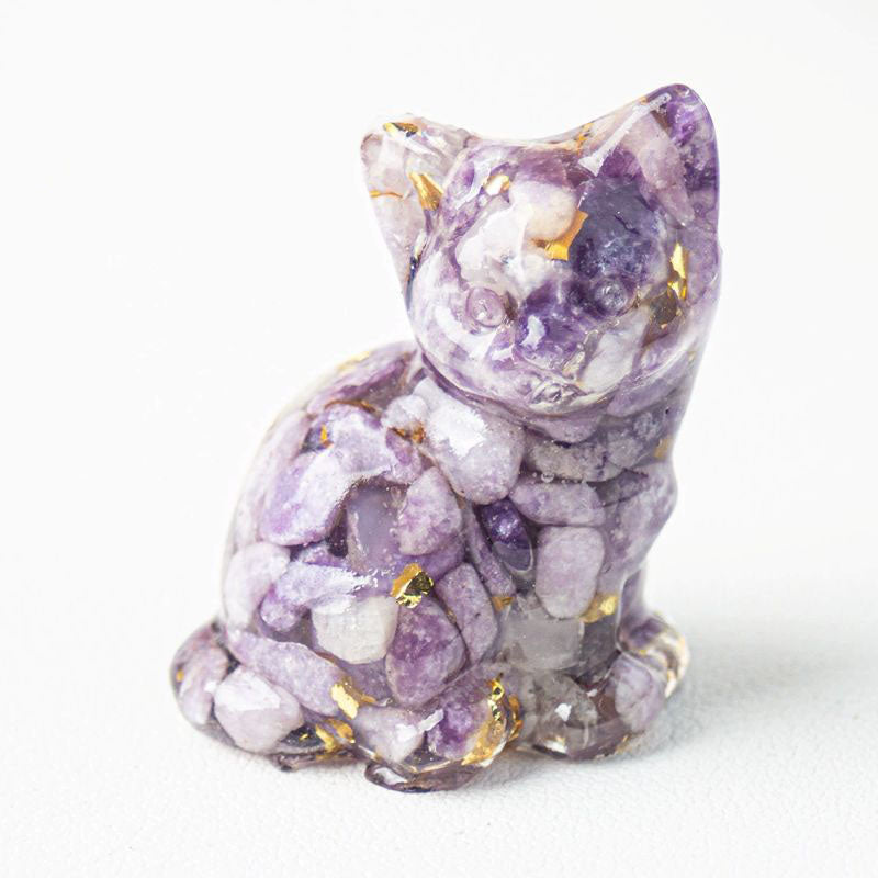 Handmade Natural Crystal Gemstone Sitting Cat