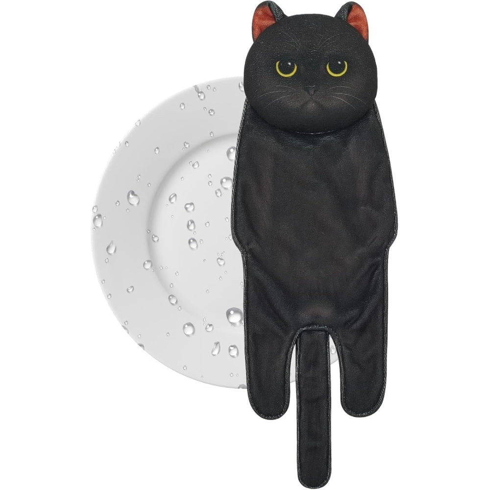 Adorable Cat Hand Towels - Black Cat