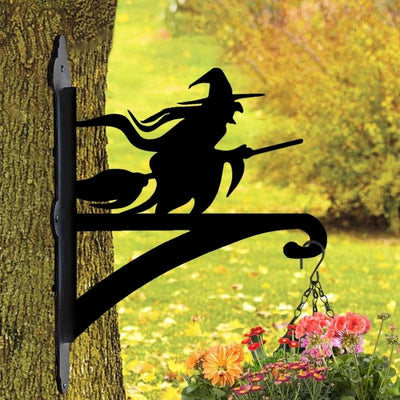 Witch on Broomstick Metal Hanging Bracket Plant Stand PS147