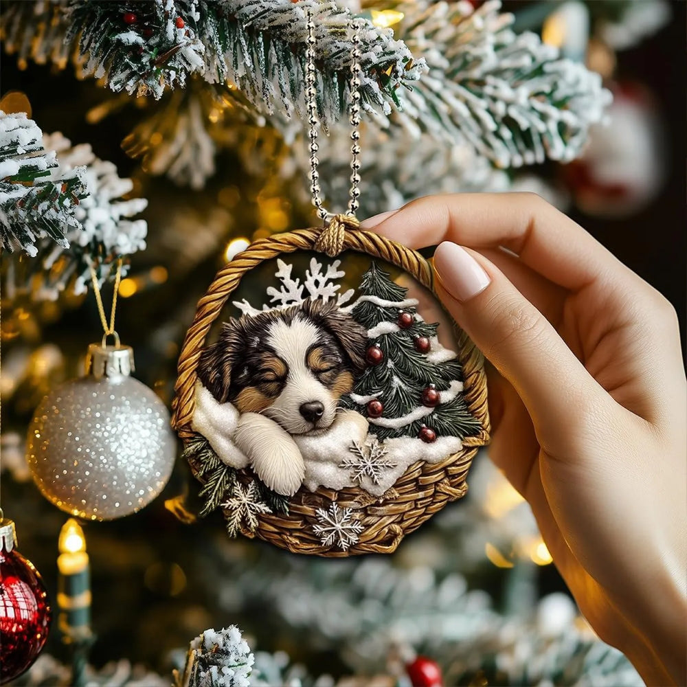 Australian Shepherd In Mini Baskets Ornament - MB027