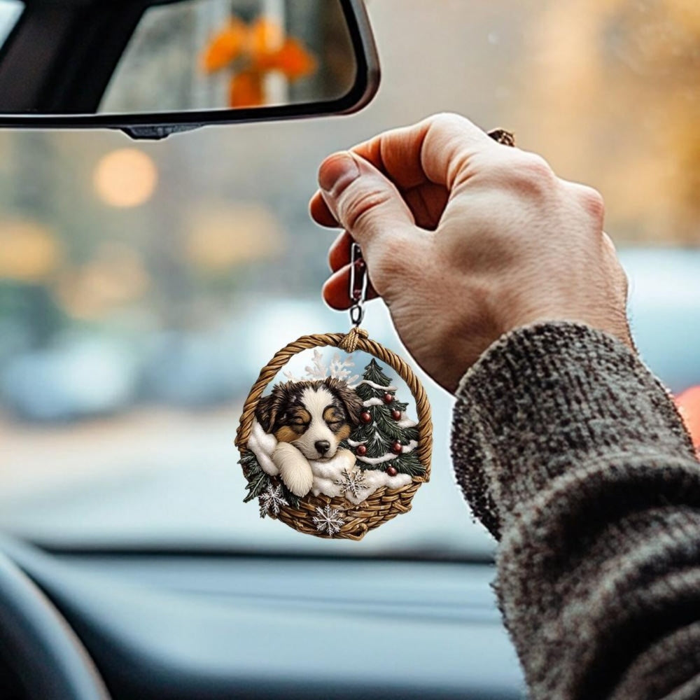 Australian Shepherd In Mini Baskets Ornament - MB027