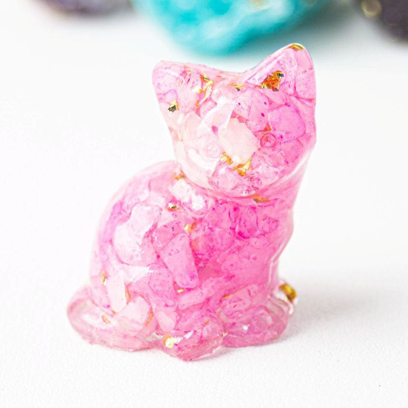 Handmade Natural Crystal Gemstone Sitting Cat