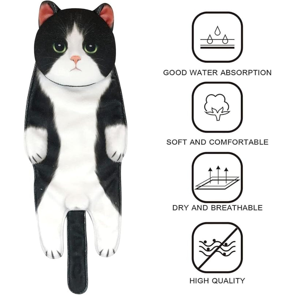 Adorable Cat Hand Towels - Tuxedo Cat