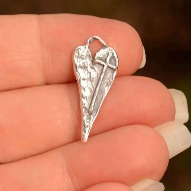 Handmade Silver Cross Healing Heart
