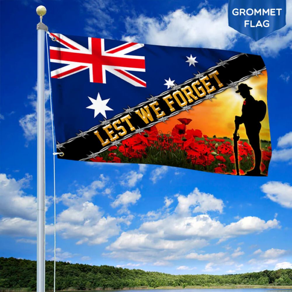 Australian Memorial Flag - Lest We Forget, Grommet Flag - C036