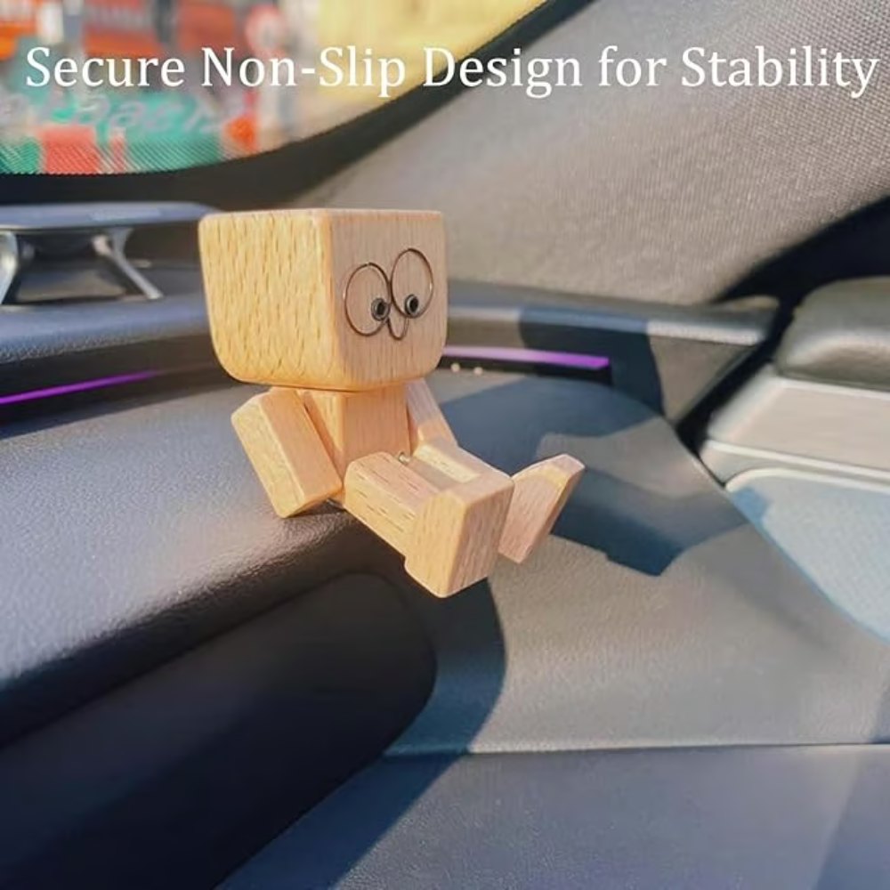 Charming Little Wooden Figure That Sways with 12PCS Magnetic Expressions