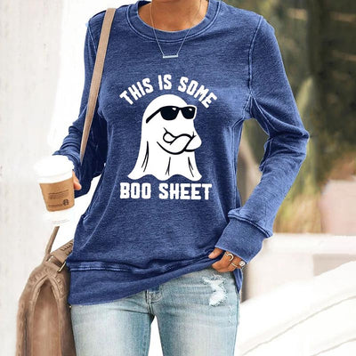 Women's Halloween This Is Some Boo Sheet Print Sweatshirt