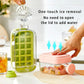 2 in 1 Ice Cube Maker Water Bottle, One- Click Ice Mould Tray with Lid, Bin & Straw