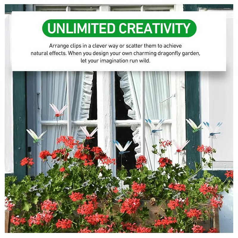 Dragonfly Clip Bug Repe Llent - 3D Dragonfly Garden Decor Deer and Horse Fly Deterrent for Indoor/Outdoor Garden